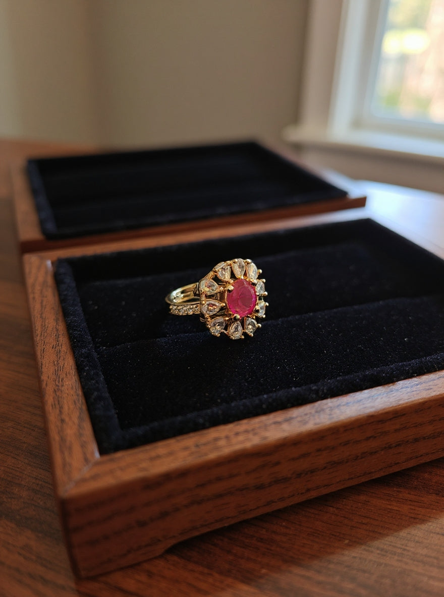 Srija Ring (Gold Pink Stone)