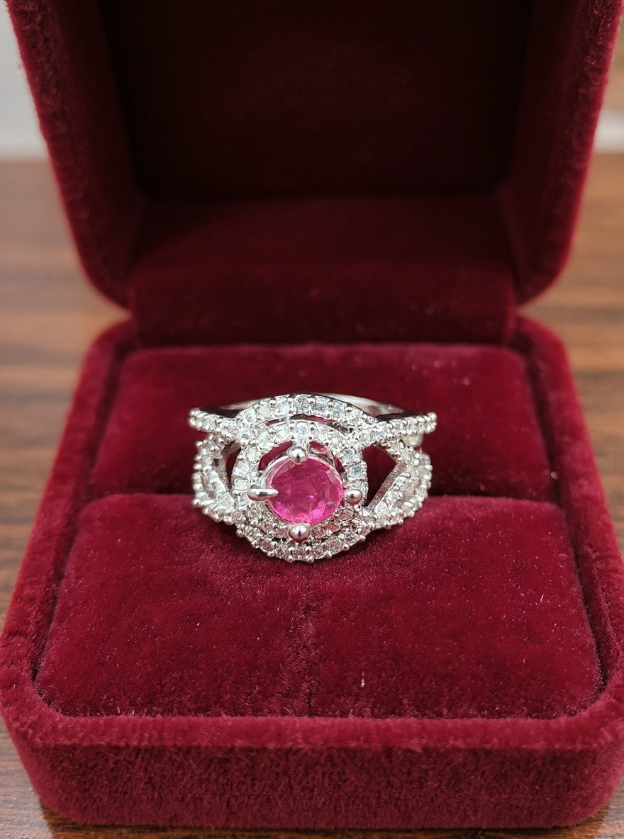 Anamika Ring (Silver Pink stone)
