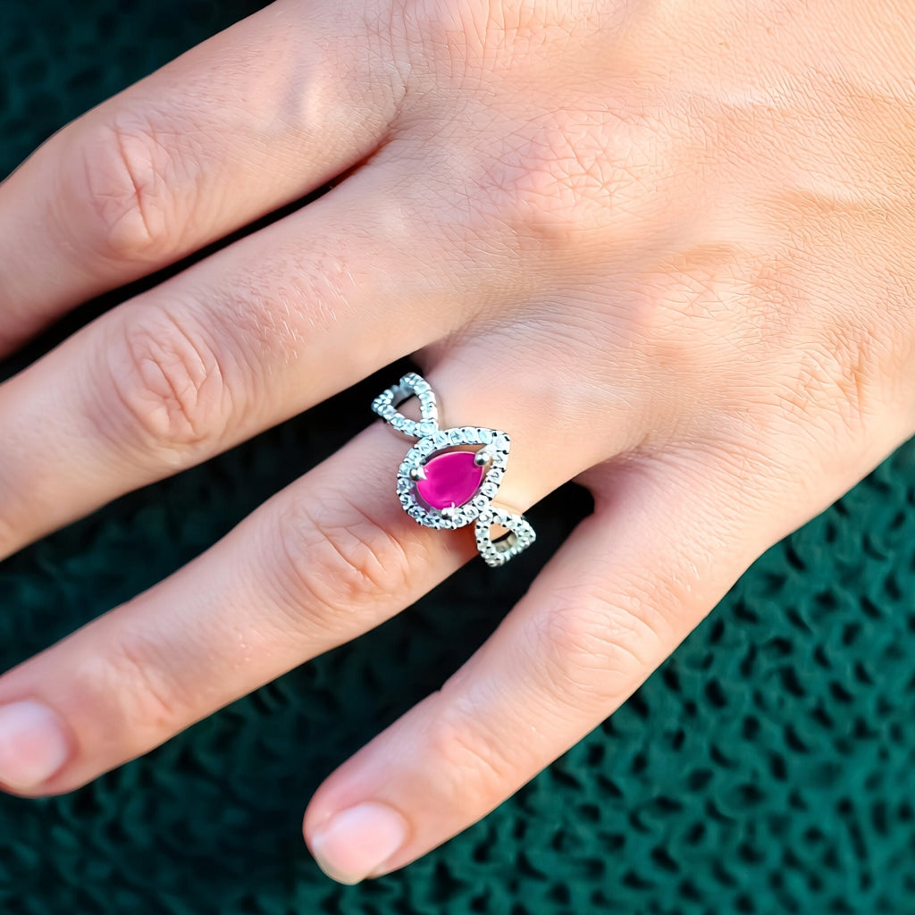 Aivika Ring(Silver Pink Stone)
