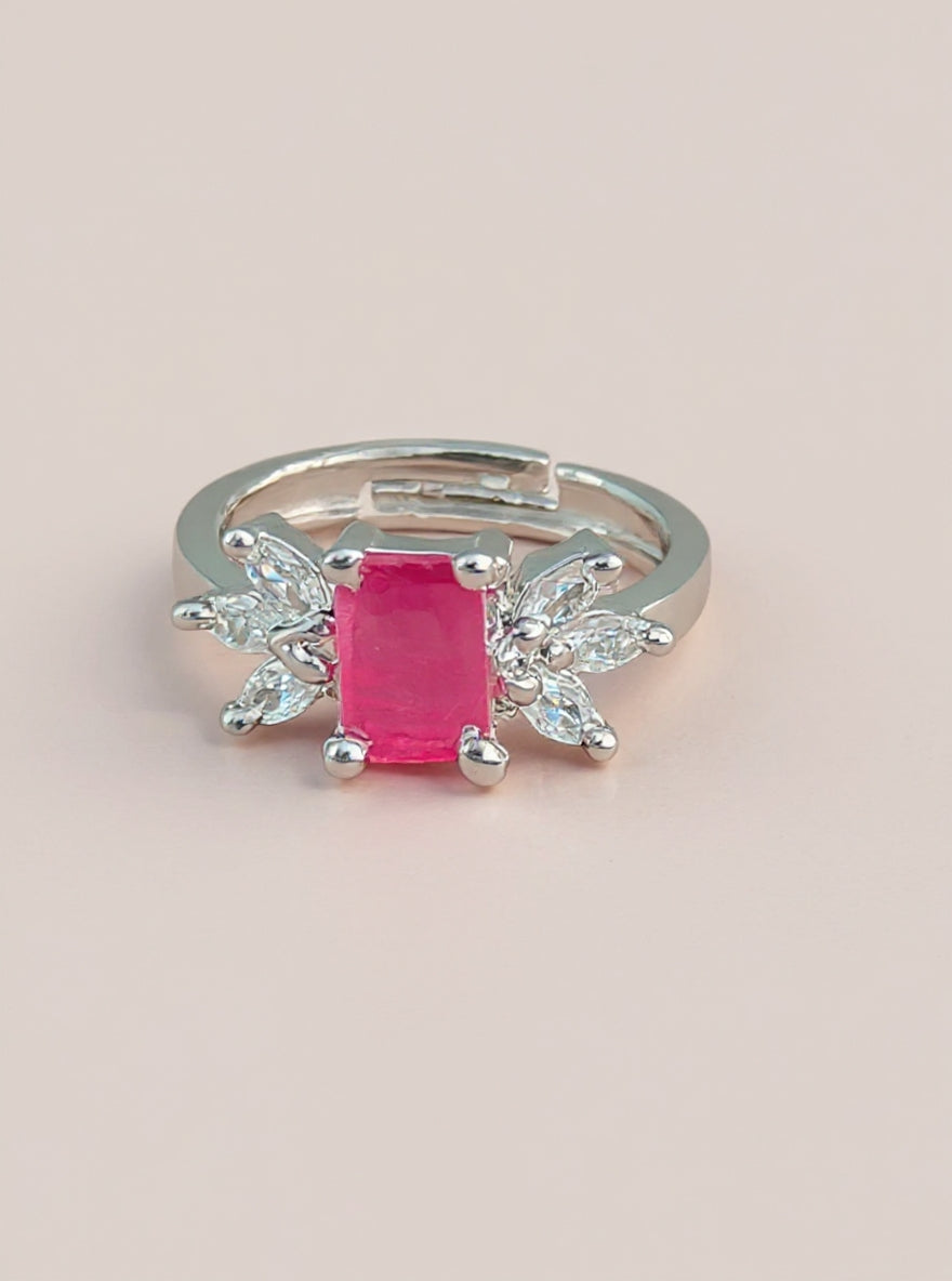 Kavya Ring (Silver Pink Stone)