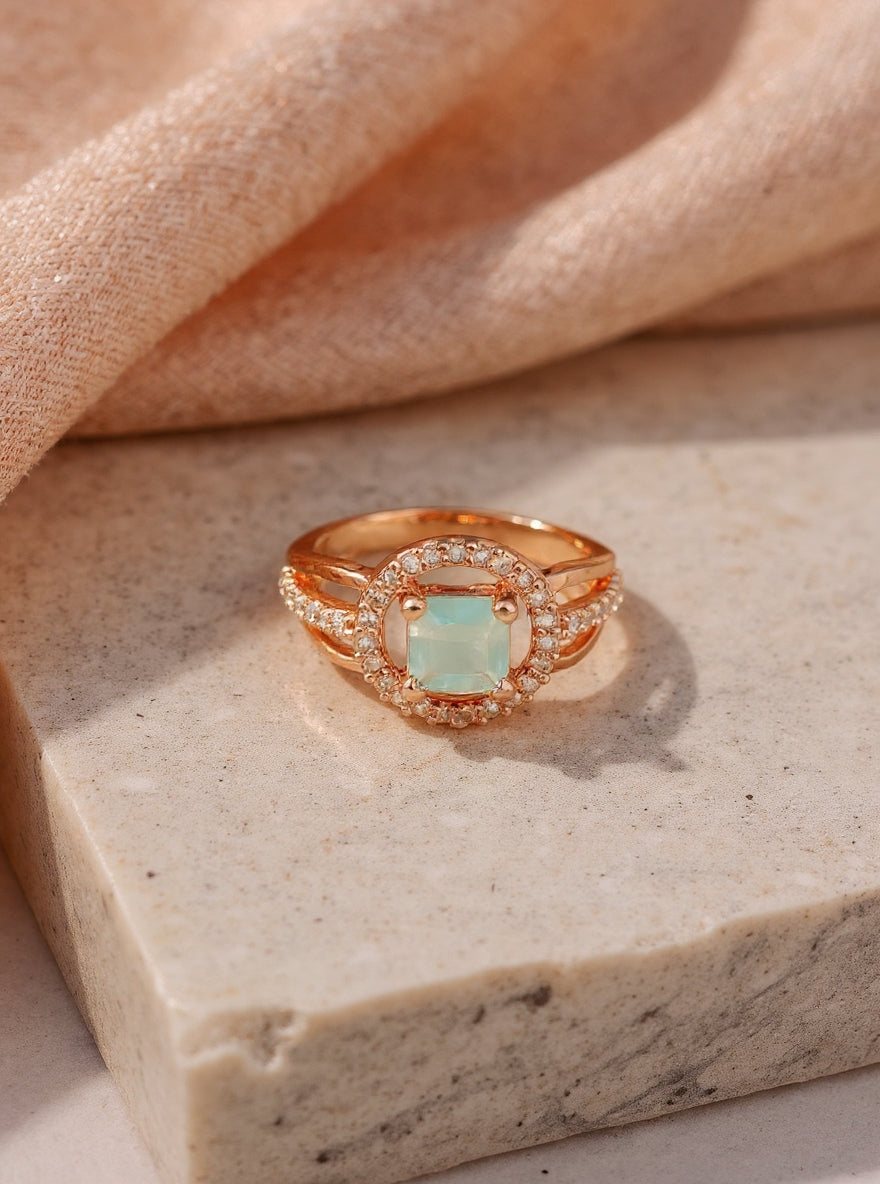 Alisha Ring(GoldenPale Turquoise Stone)