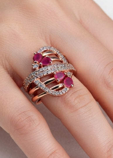Reety Ring(golden pink stone)