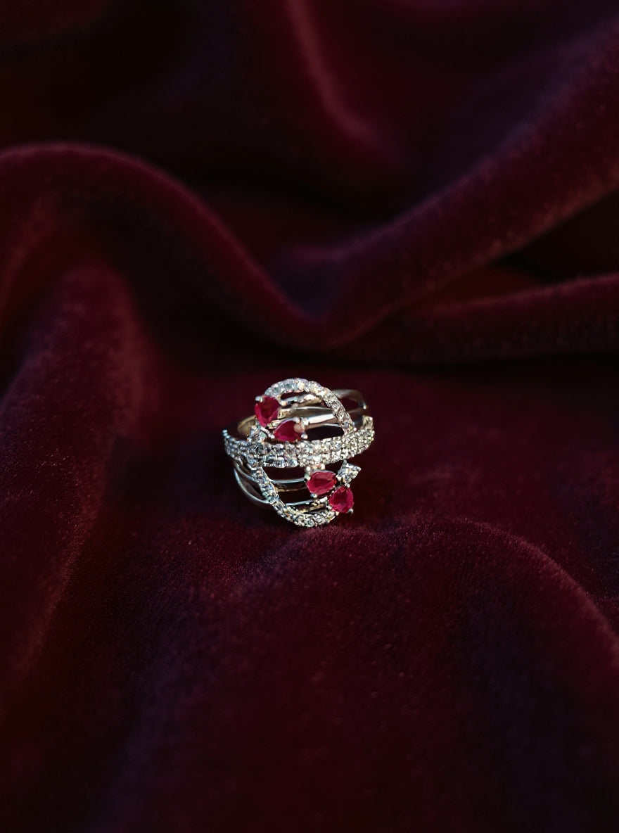 Shakshi Ring (Silver pink stone)