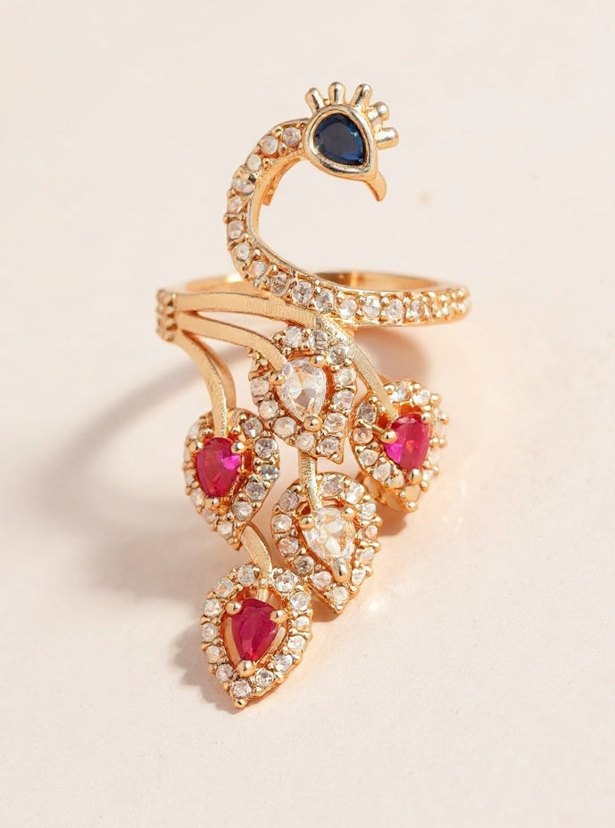 Pihu Ring (Golden Pink Stone)