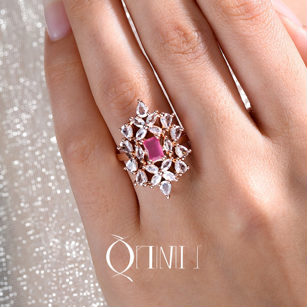 Aashna Ring (Golden Pink Stone)