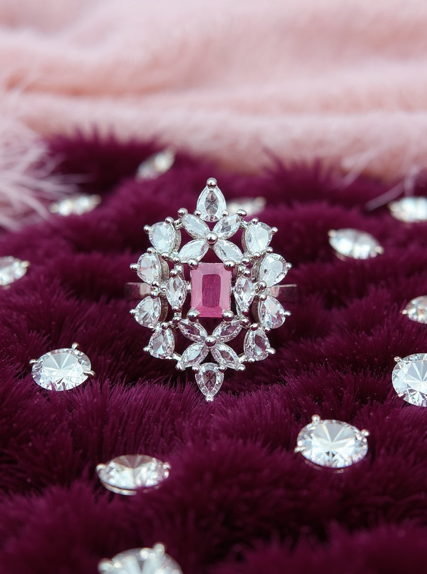 Yuvanshi Ring (Silver Pink Stone)