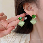 Green Crystal Drop Korean Trend Earrings