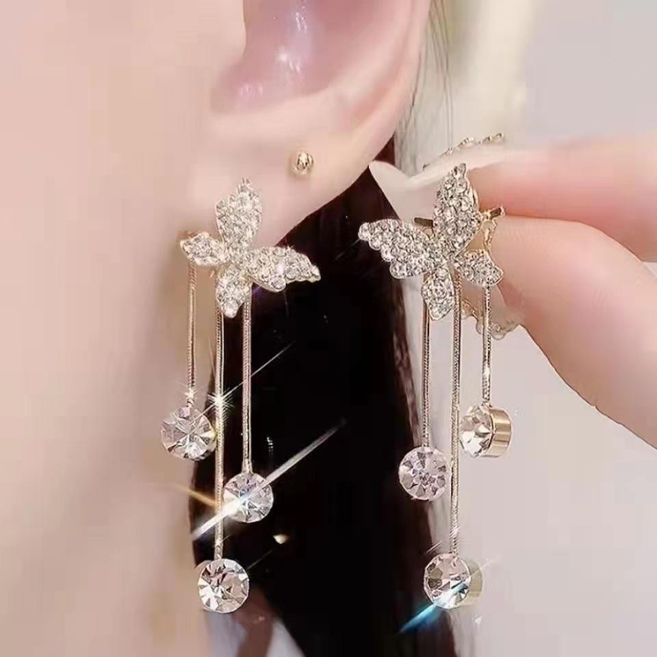 Korean Gold Beige Drop Earrings