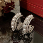 Celestique Elegant Triple Layered Pearl Studded Hoop Earring