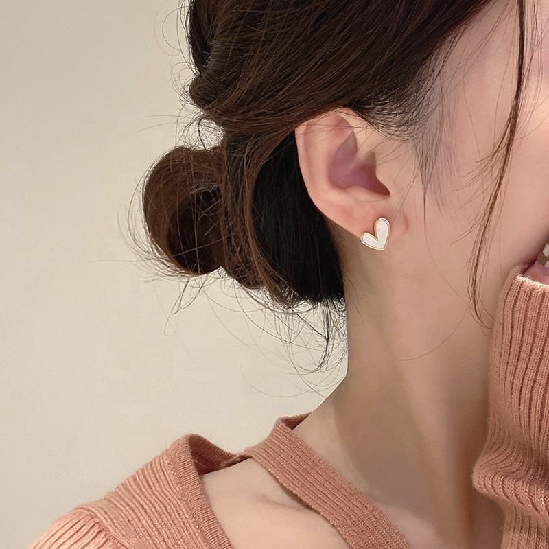 Heart-Shaped Marble Effect Stud
