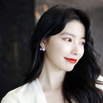 Korean Purple Flower Earrings