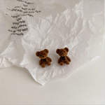 Korean Cute Funny Plush Brown Bear Stud