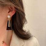 Black Vintage Acrylic Geometric Drop Earrings