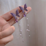 Korean Purple Butterfly Earrings