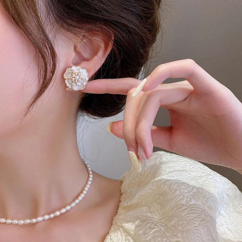 Korean Flower Gold Plated Earrings