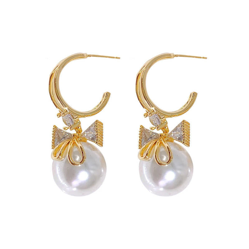 Korean Gold Plated Pearl Drop Earrings