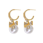 Korean Gold Plated Pearl Drop Earrings