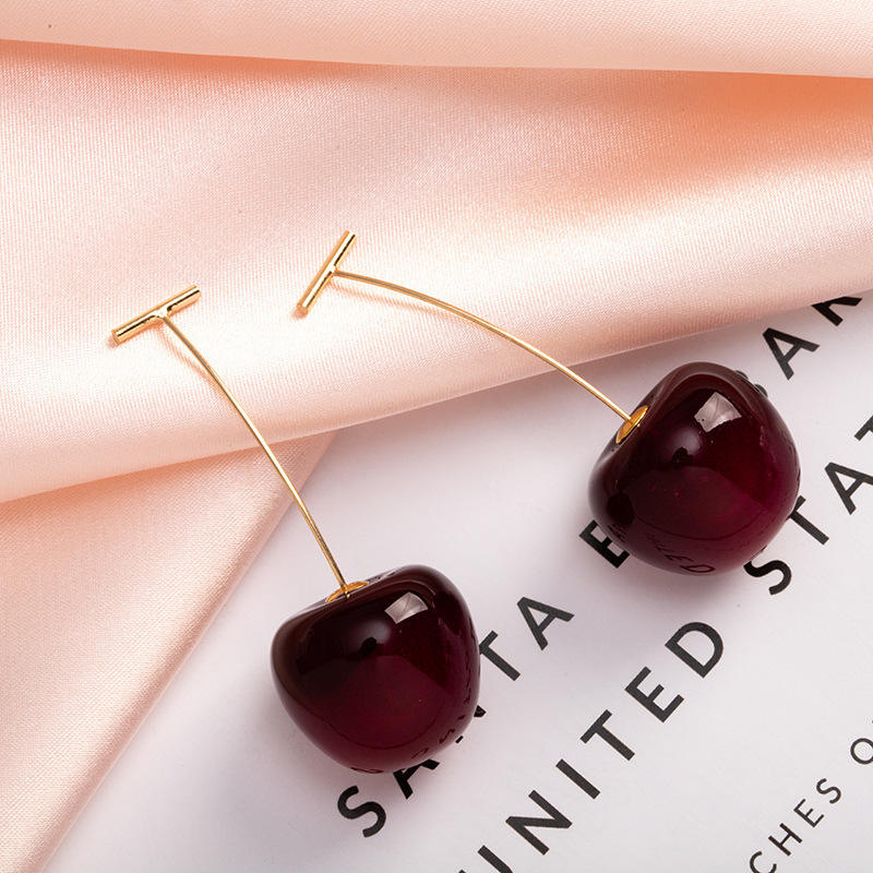 Korean Maroon Cherry Shape Design Drop