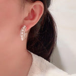 Celestique Elegant Triple Layered Pearl Studded Hoop Earring