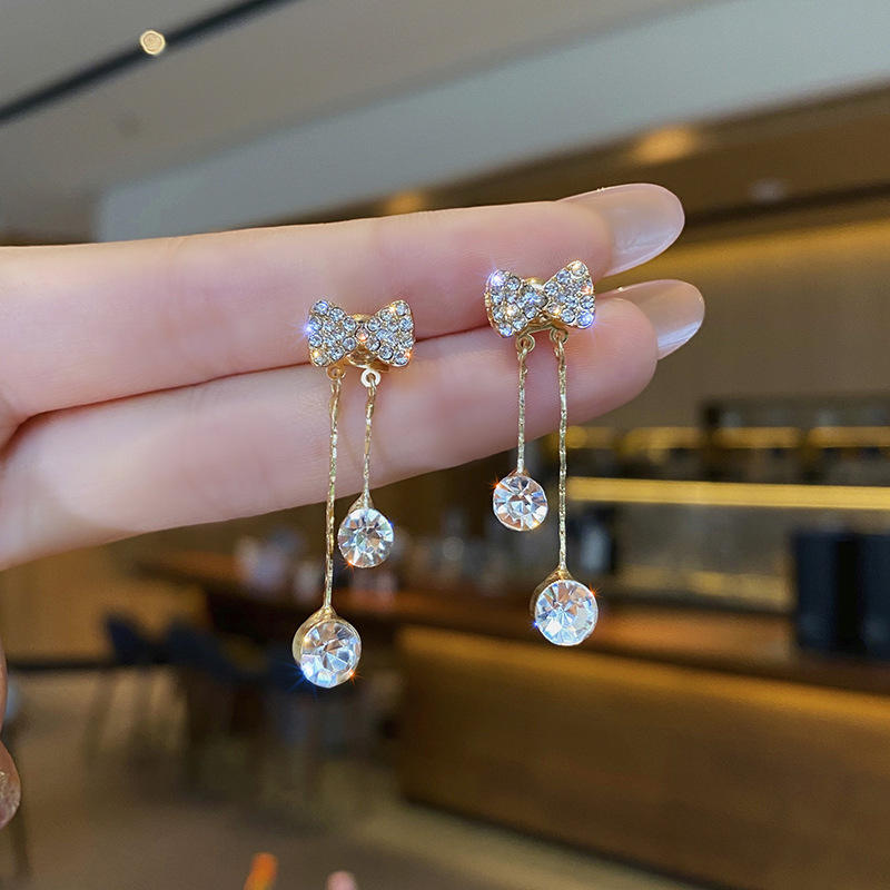 Gold-Plated Beautiful Korean Bow Tie themed Earrings
