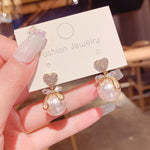 Heart and Pearl Drop Earrings