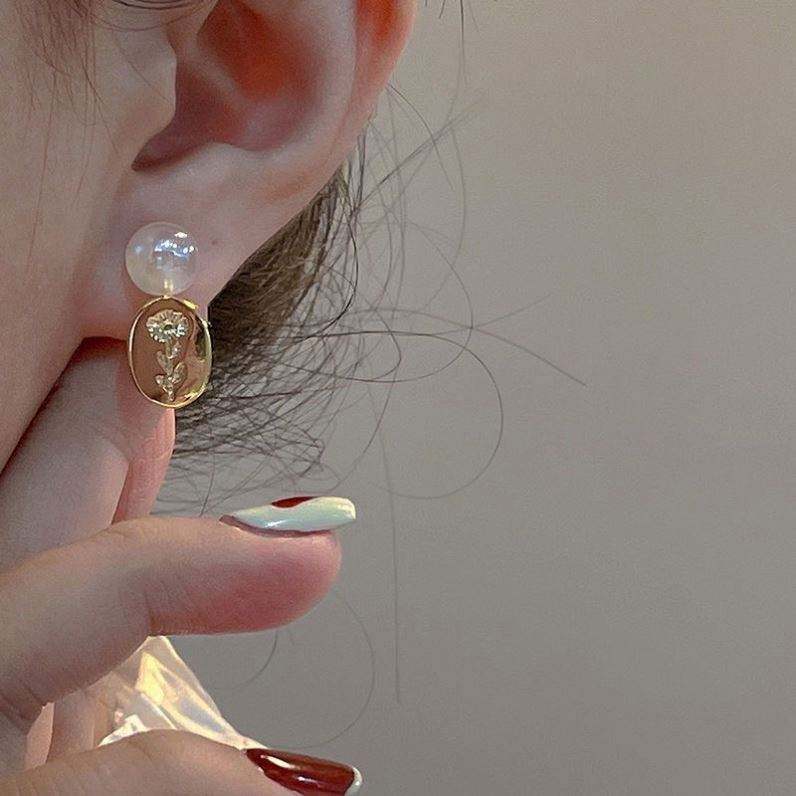 Heart and Pearl Drop Earrings
