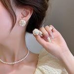 Korean Flower Gold Plated Earrings