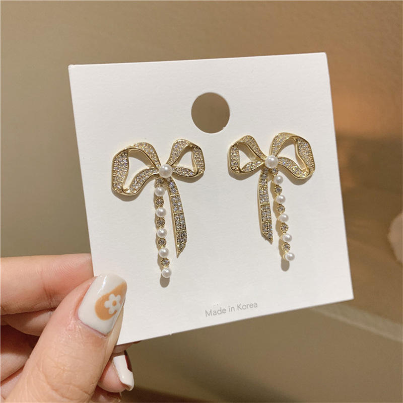 Crystal Bow Drop Earring