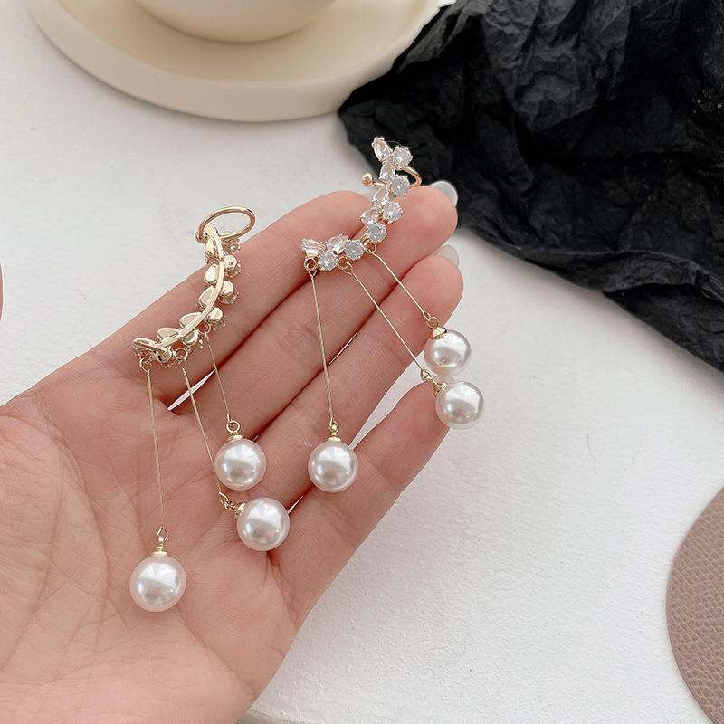 KOREAN Gold Plated Ad Wings Pearl Drop Earrings