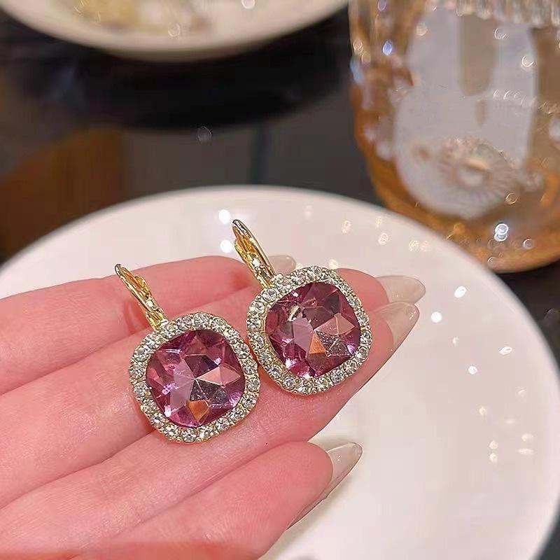 Rose Gold Plated Pink Stone Earrings