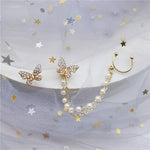 Pearl Rhinestone Butterfly Stud Earring