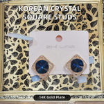 Korean Blue Diamond Embellished Rhodium Studs