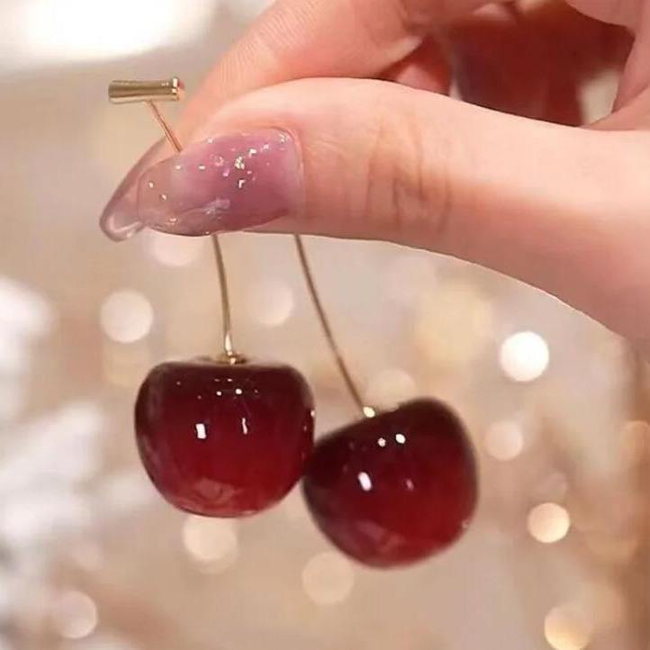 Korean Maroon Cherry Shape Design Drop
