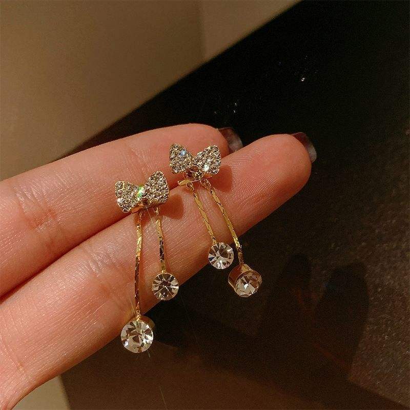 Gold-Plated Beautiful Korean Bow Tie themed Earrings