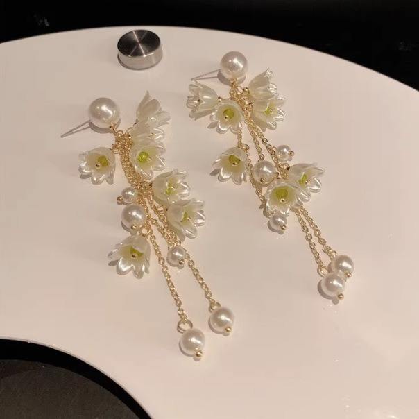 Korean Lily Flower Drop Earrings