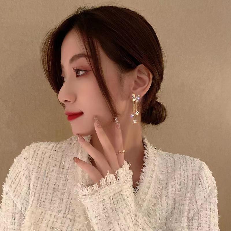 Korean Gold Beige Drop Earrings