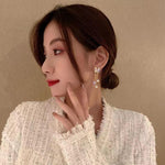 Korean Gold Beige Drop Earrings