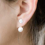Pink Round Big Imitation Pearl Drop Earrings