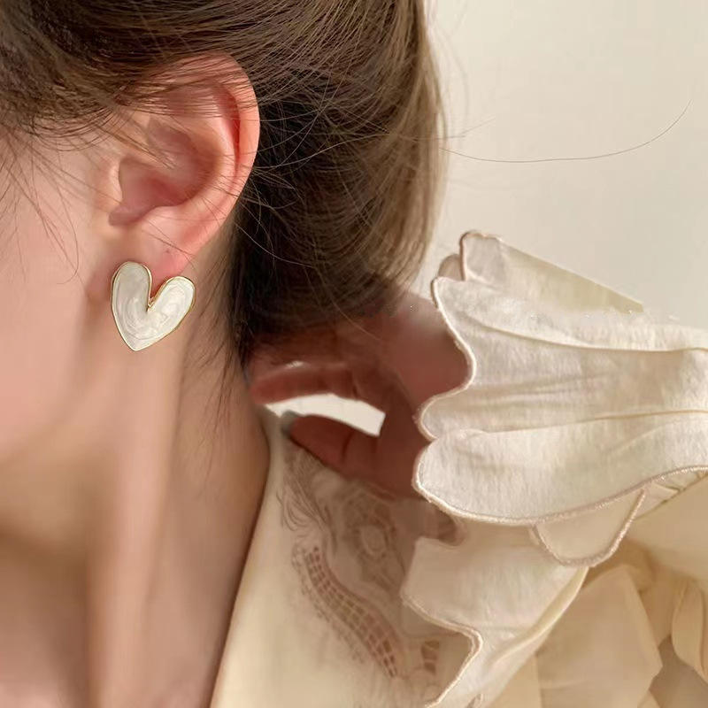 Heart-Shaped Marble Effect Stud