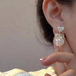 Heart and Pearl Drop Earrings