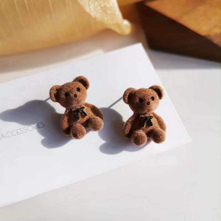Korean Cute Funny Plush Brown Bear Stud