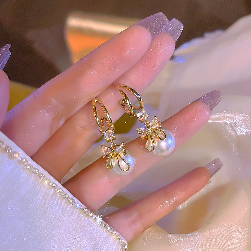 Korean Gold Plated Pearl Drop Earrings