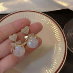 Heart and Pearl Drop Earrings