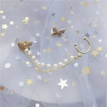 Pearl Rhinestone Butterfly Stud Earring