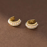 Celestique Elegant Triple Layered Pearl Studded Hoop Earring