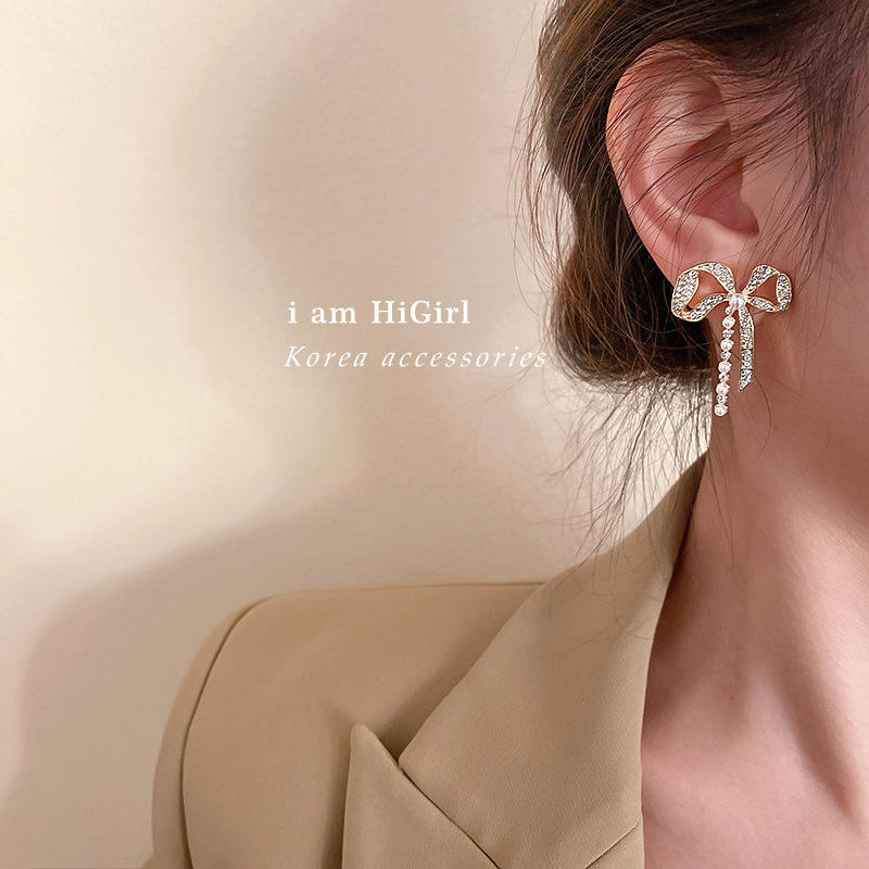 Crystal Bow Drop Earring