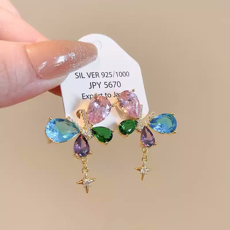 Korean Colorful Butterfly Drop Earrings